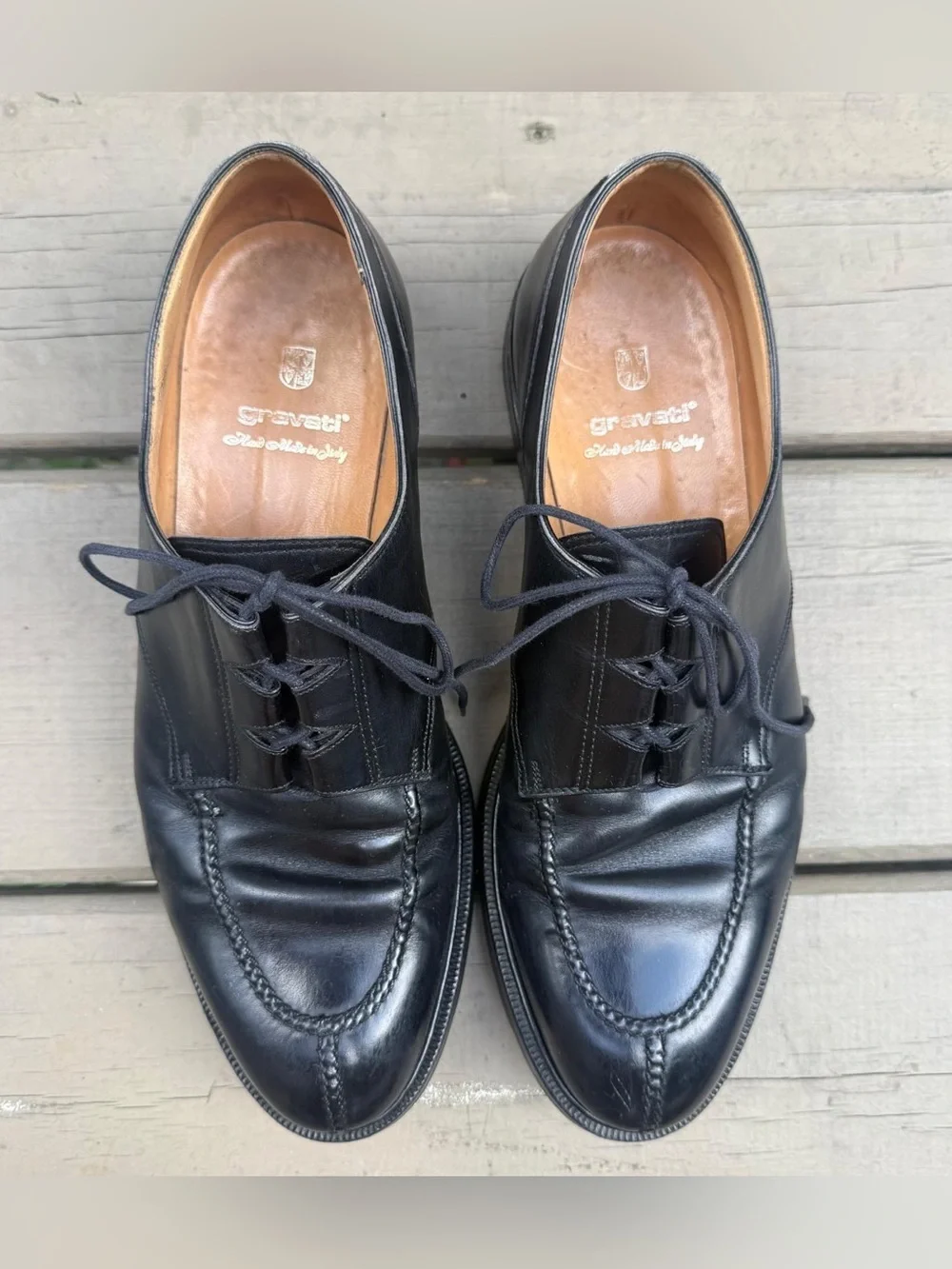 Gravati Black Leather Lace Up Dress Shoes size 8.5 W